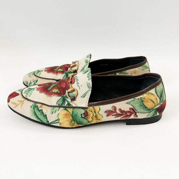 Gucci Jordan Horsebit Floral Loafers Canvas Flats Size 42, 12 - Picture 5 of 14